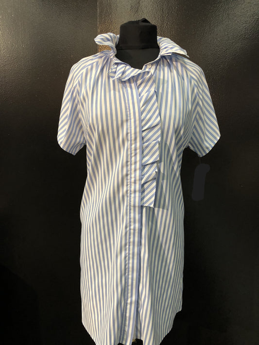 Stripe Ruffle Trim Dress