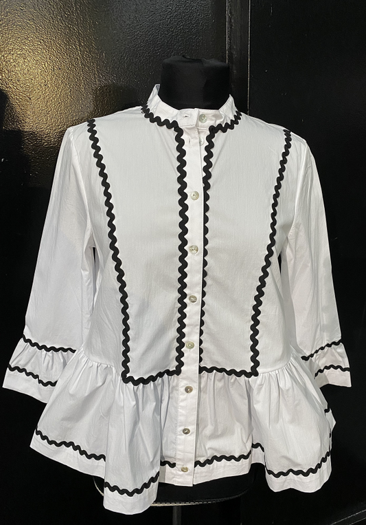 Blouse with Black Trim