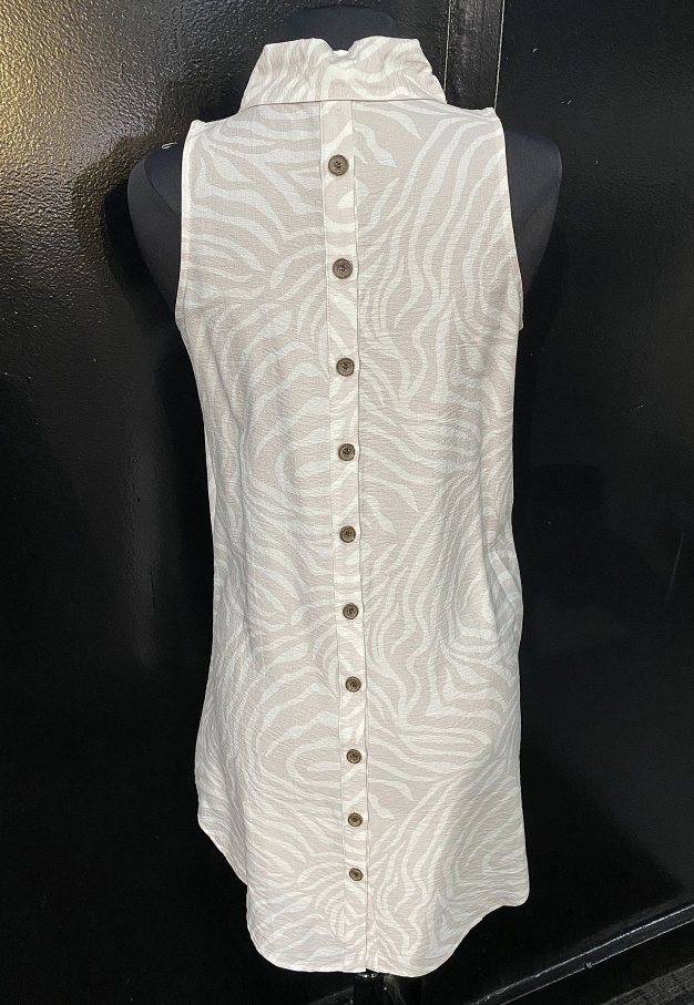 Natural Zebra Button Front & Back Dress