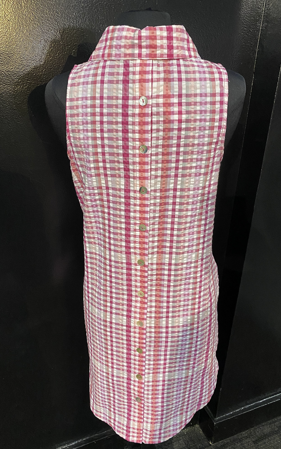 Button Front & Back Plaid Dress