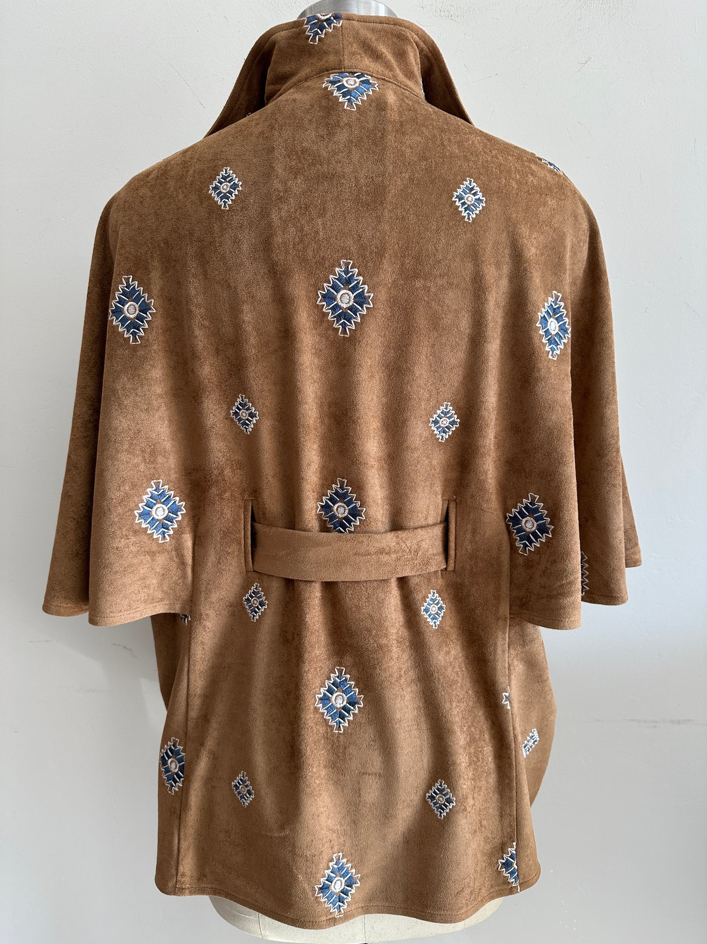EMBROIDERED FAUX SUEDE CAPE JACKET STYLE 1128520