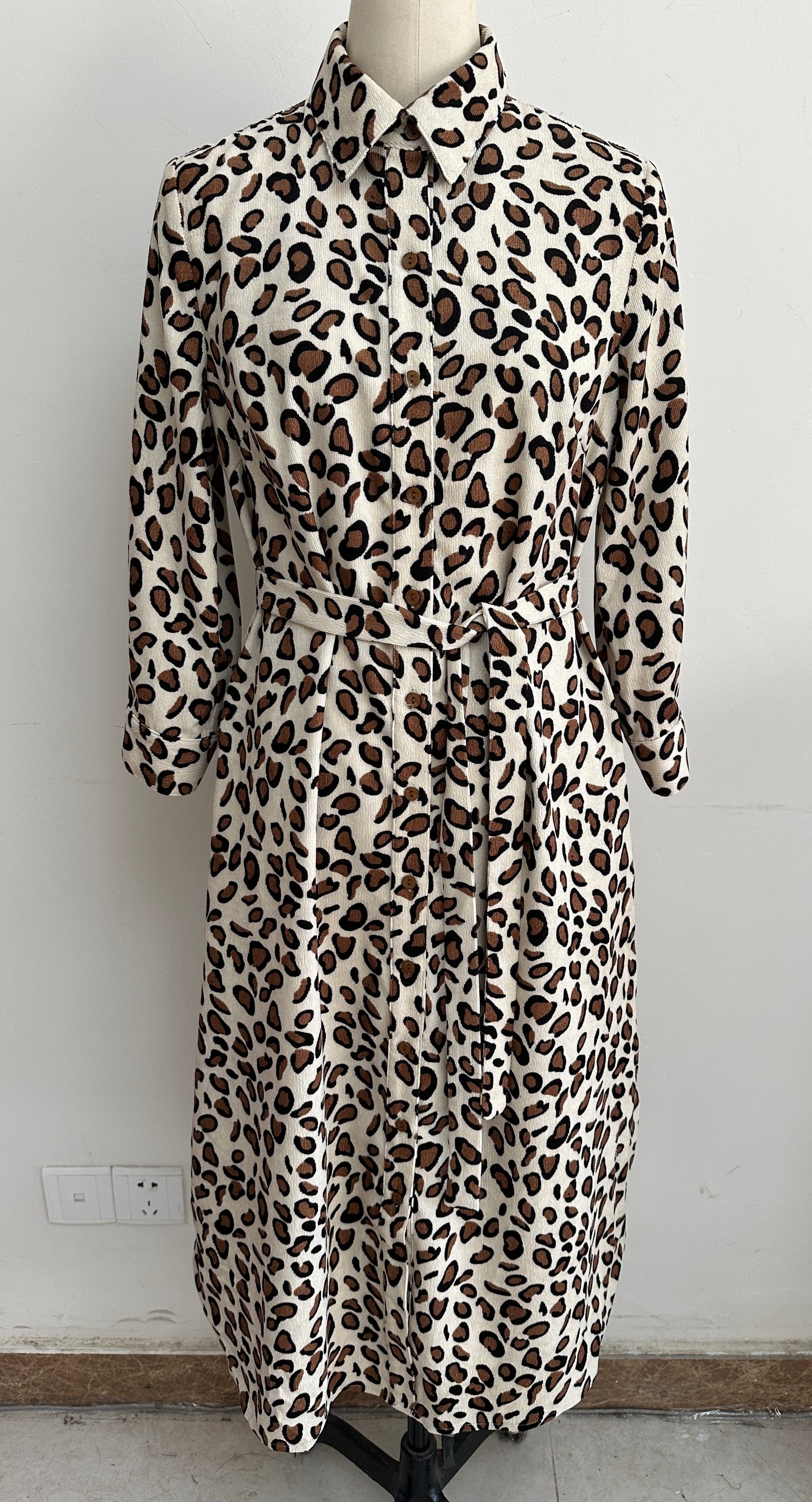ANIMAL PRINT CORDUROY DRESS STYLE 2043081