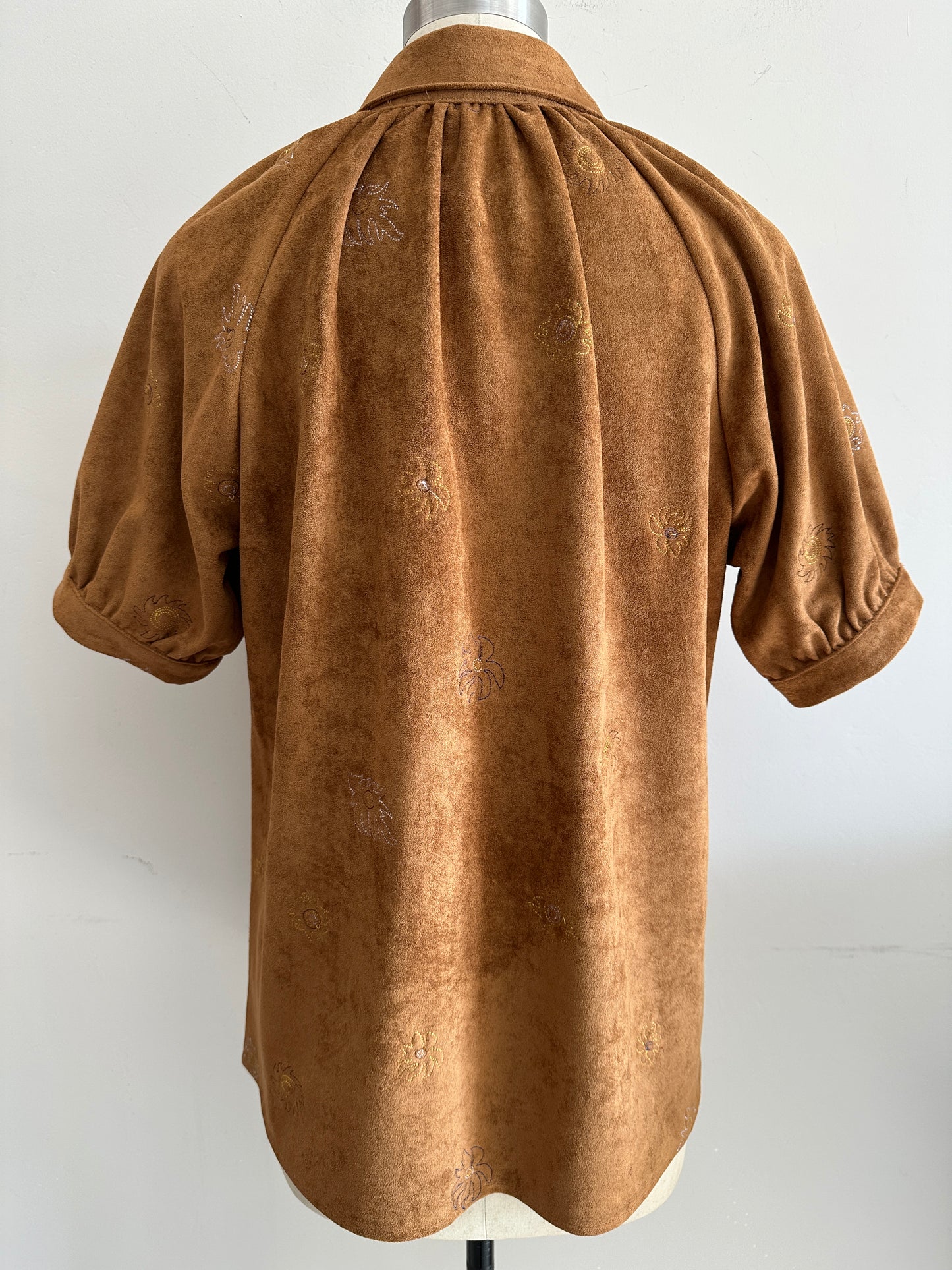 EMBROIDERED FAUX SUEDE BLOUSE STYLE 474126