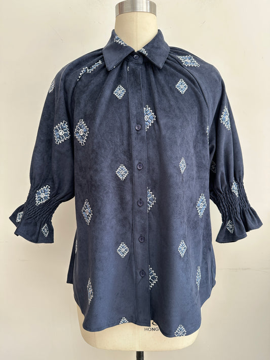 EMBROIDERED FAUX SUEDE BLOUSE STYLE 6154520