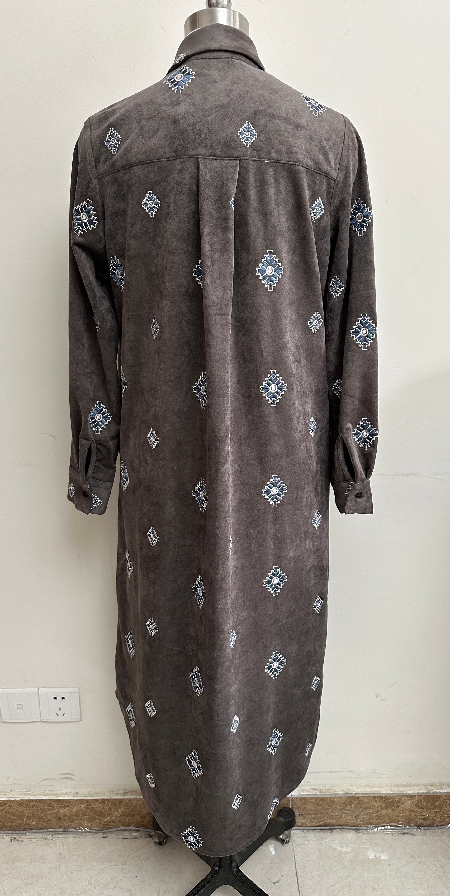 EMBROIDERED FAUX SUEDE DRESS STYLE 767520