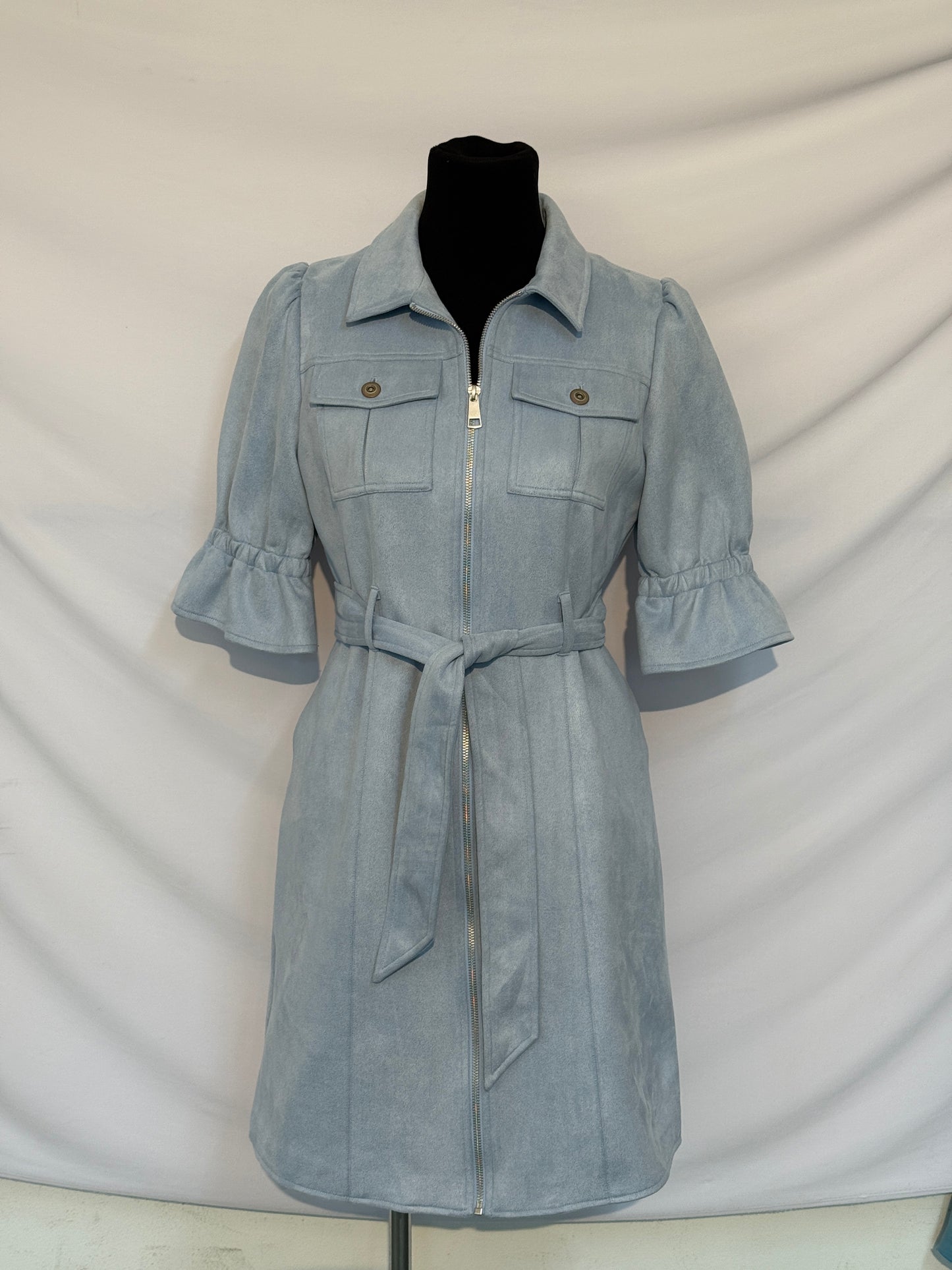 Suede Zip-Up Dress