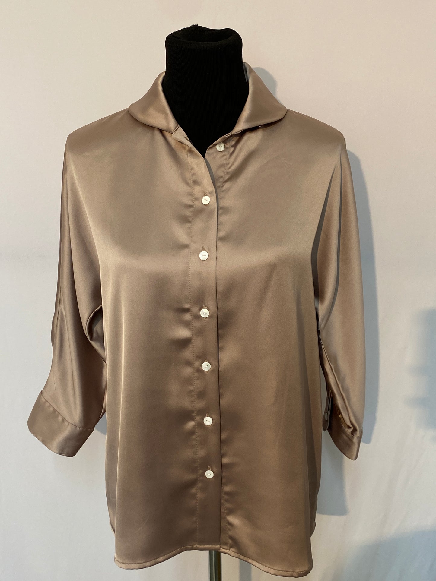 Satin Button-Up Blouse