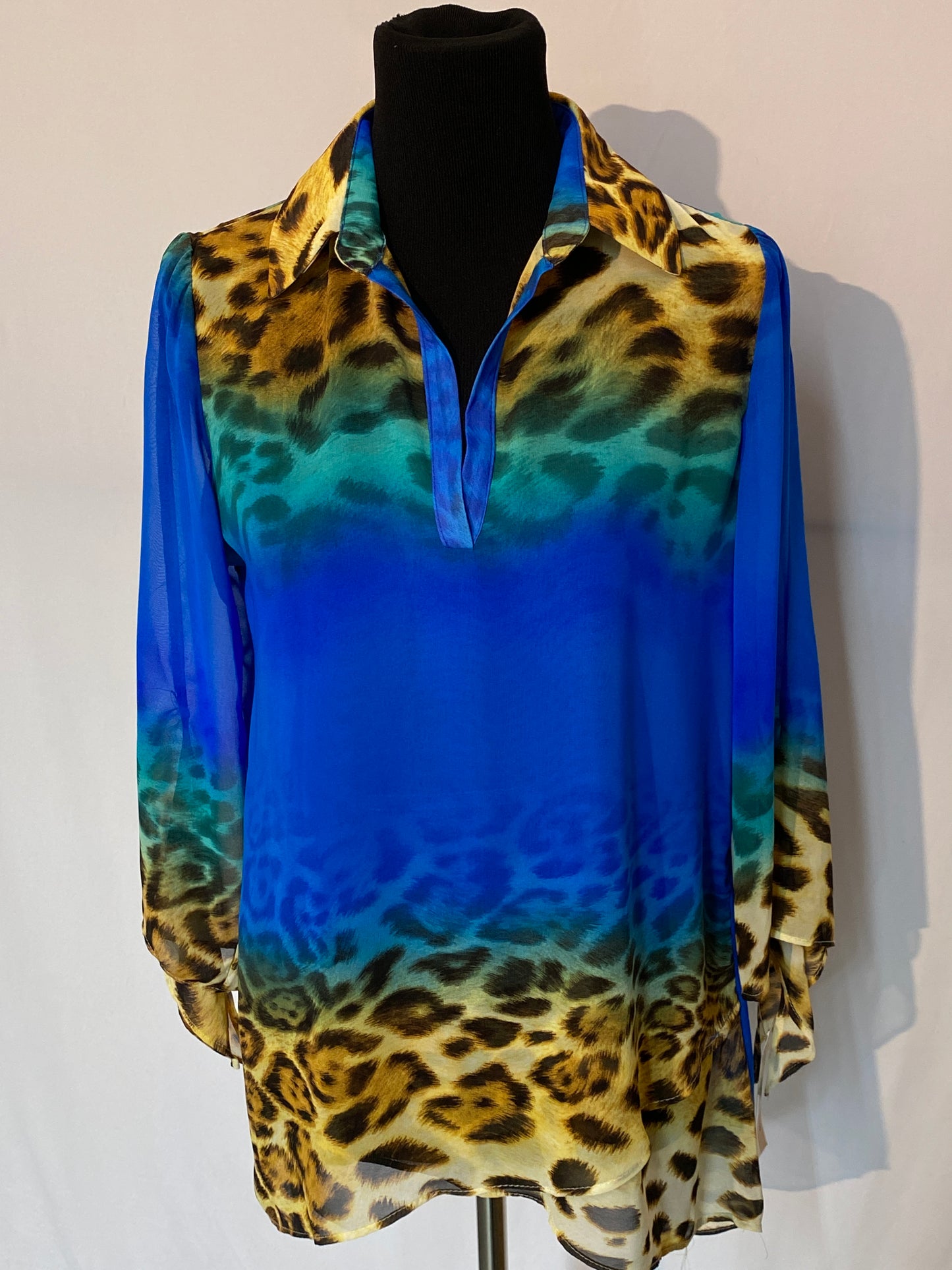 V-Neck Cheetah Print Blouse